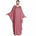 Nida Satin kaftan abaya with lacework- Puce Pink Nida Satin kaftan abaya with lacework- Puce Pink